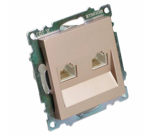 Розетка двойная Ethernet RJ-45 без рамки Stekker Катрин 50004