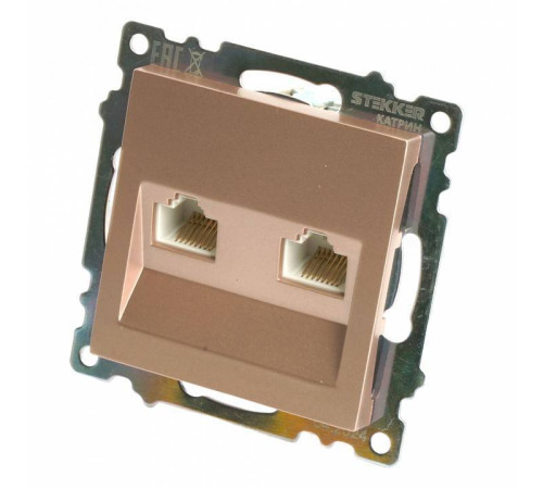 Розетка двойная Ethernet RJ-45 без рамки Stekker Катрин 50004