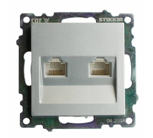 Розетка двойная Ethernet RJ-45 без рамки Stekker Катрин 50005
