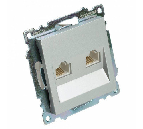 Розетка двойная Ethernet RJ-45 без рамки Stekker Катрин 50005