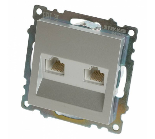 Розетка двойная Ethernet RJ-45 без рамки Stekker Катрин 50005