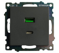 Розетка 2хUSB type A и C без рамки Stekker Катрин 50052