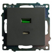 Розетка 2хUSB type A и C без рамки Stekker Катрин 50052