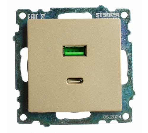 Розетка 2хUSB type A и C без рамки Stekker Катрин 50053