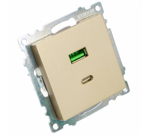 Розетка 2хUSB type A и C без рамки Stekker Катрин 50053
