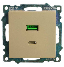 Розетка 2хUSB type A и C без рамки Stekker Катрин 50053