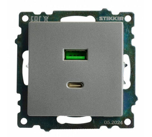 Розетка 2хUSB type A и C без рамки Stekker Катрин 50054
