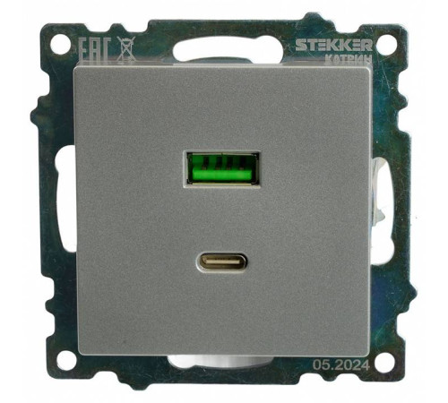 Розетка 2хUSB type A и C без рамки Stekker Катрин 50054