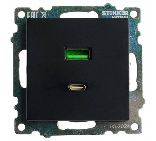 Розетка 2хUSB type A и C без рамки Stekker Катрин 50055