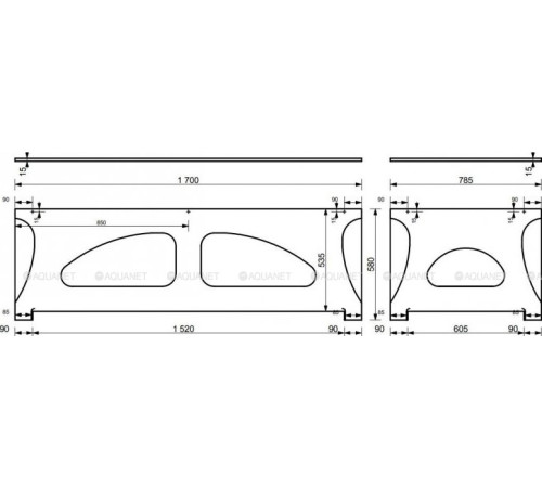 Экран фронтальный для ванны Aquanet BRIGHT STONE 170 1700 мм с узором 00332881
