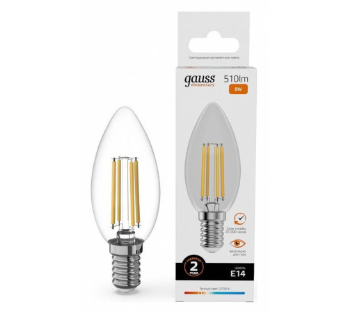 Лампа светодиодная Gauss Filament Elementary E14 8Вт 2700K 32118