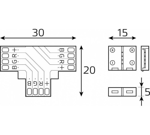 Соединитель лент T-образный жесткий Gauss Basic BT430