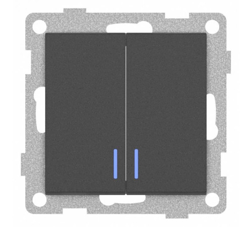 Выключатель двухклавишный с подсветкой без рамки Gusi Electric UGRA С11В28-010