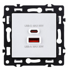 Розетка 2хUSB type A и C без рамки Kollinger Asthetik AS-024WH