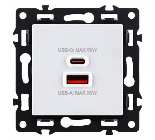Розетка 2хUSB type A и C без рамки Kollinger Asthetik AS-024WH
