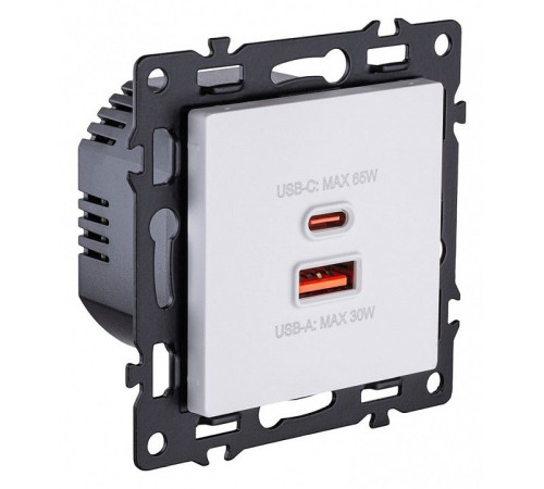 Розетка 2хUSB type A и C без рамки Kollinger Asthetik AS-024WH