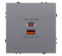 Розетка 2хUSB type A и C без рамки Kollinger Eclipse EC-024GY