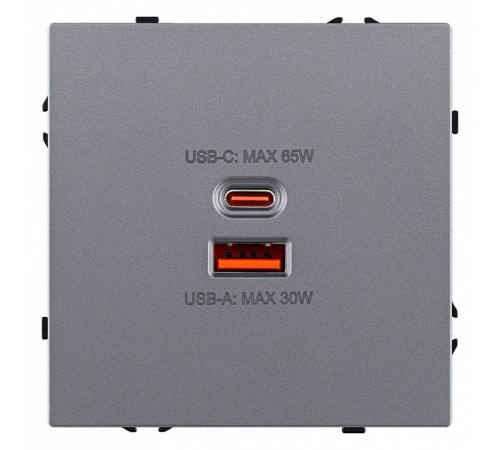 Розетка 2хUSB type A и C без рамки Kollinger Eclipse EC-024GY