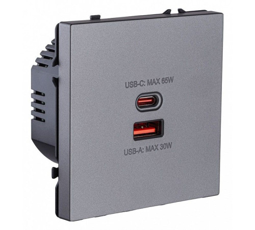 Розетка 2хUSB type A и C без рамки Kollinger Eclipse EC-024GY