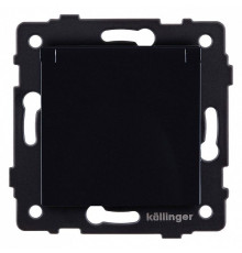 Розетка с заземлением с крышкой, без рамки Kollinger  REA-006BK