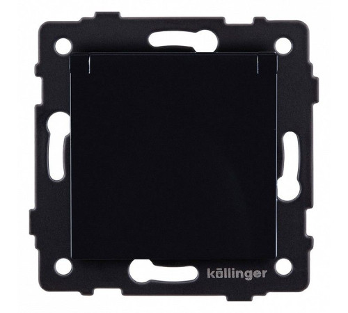 Розетка с заземлением с крышкой, без рамки Kollinger REA-006BK