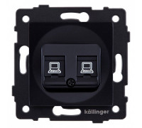 Розетка двойная Ethernet RJ-45 и со шторками, без рамки Kollinger  REA-015BK