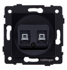 Розетка двойная Ethernet RJ-45 и со шторками, без рамки Kollinger  REA-015BK