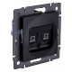 Розетка двойная Ethernet RJ-45 и со шторками, без рамки Kollinger REA-015BK