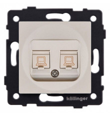 Розетка двойная Ethernet RJ-45 и со шторками, без рамки Kollinger  REA-015GD
