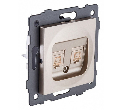 Розетка двойная Ethernet RJ-45 и со шторками, без рамки Kollinger REA-015GD
