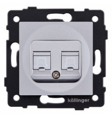 Розетка двойная Ethernet RJ-45 и со шторками, без рамки Kollinger  REA-015GY