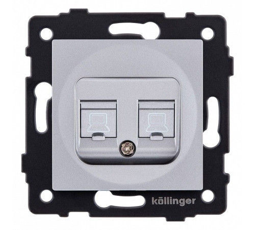 Розетка двойная Ethernet RJ-45 и со шторками, без рамки Kollinger REA-015GY