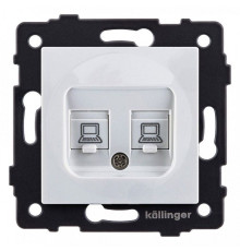 Розетка двойная Ethernet RJ-45 и со шторками, без рамки Kollinger  REA-015WH
