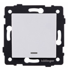 Выключатель одноклавишный с подсветкой без рамки Kollinger  REA-S-002WH