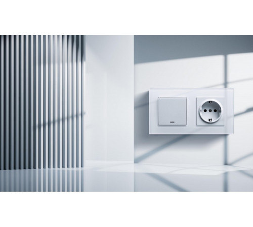 Выключатель одноклавишный с подсветкой без рамки Kollinger REA-S-002WH