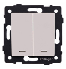 Выключатель двухклавишный с подсветкой без рамки Kollinger  REA-S-008CM