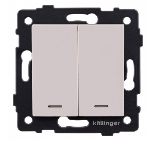 Выключатель двухклавишный с подсветкой без рамки Kollinger REA-S-008CM