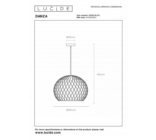 Подвесной светильник Lucide Danza 21428/40/02