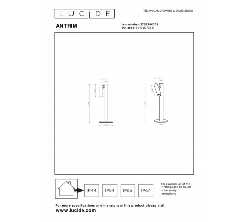 Настольная лампа декоративная Lucide Antrim 27503/02/31