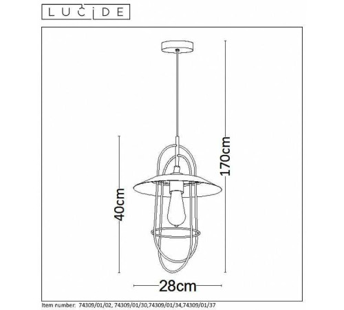 Подвесной светильник Lucide Masson 74309/01/02