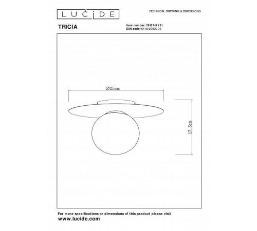 Накладной светильник Lucide Tricia 79187/01/31