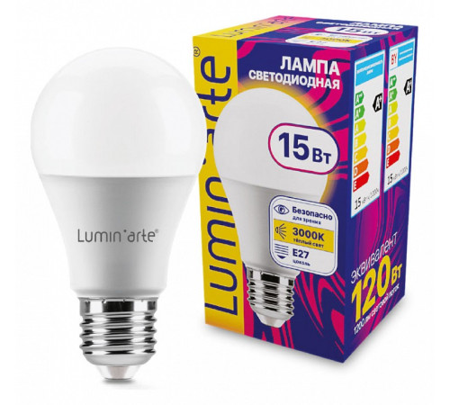 Лампа светодиодная Luminarte E27 15Вт 3000K LSTD-A60-15W3KE27