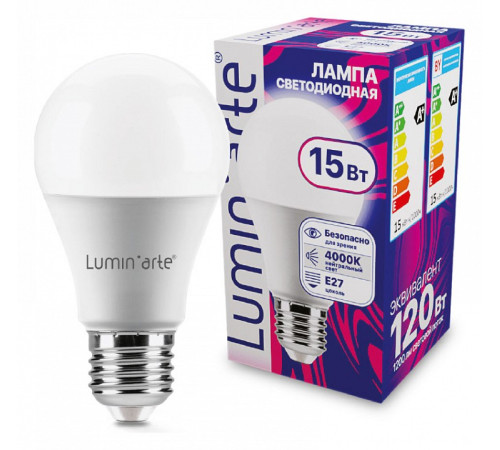 Лампа светодиодная Luminarte E27 15Вт 4000K LSTD-A60-15W4KE27