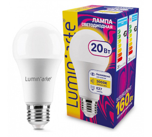 Лампа светодиодная Luminarte E27 20Вт 3000K LSTD-A60-20W3KE27