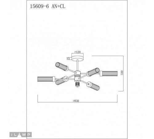 Люстра на штанге iLamp Evolution 15609-6 AN+CL
