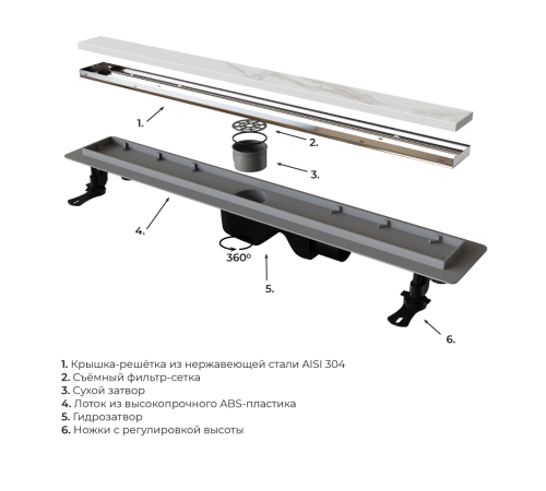 Душевой лоток RGW Drain Leo-21 400 мм 60212140-01