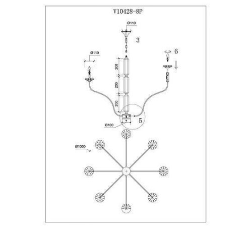 Подвесная люстра Moderli Catania V10428-8P