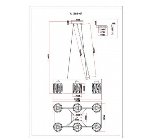 Подвесная люстра Moderli Prismique V11686-6P