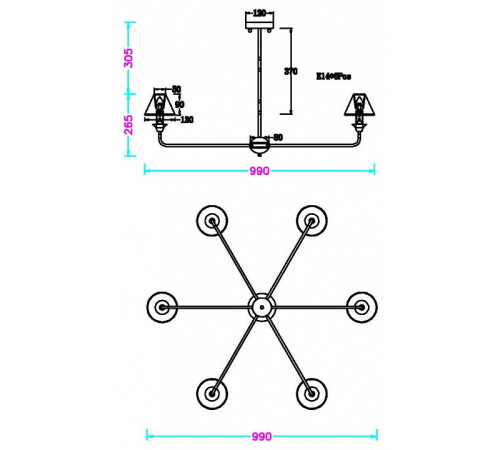 Люстра на штанге MyFar Leon MR2400-6C