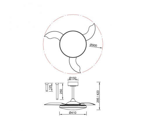 Светильник с вентилятором Mantra SLIM FAN 9008